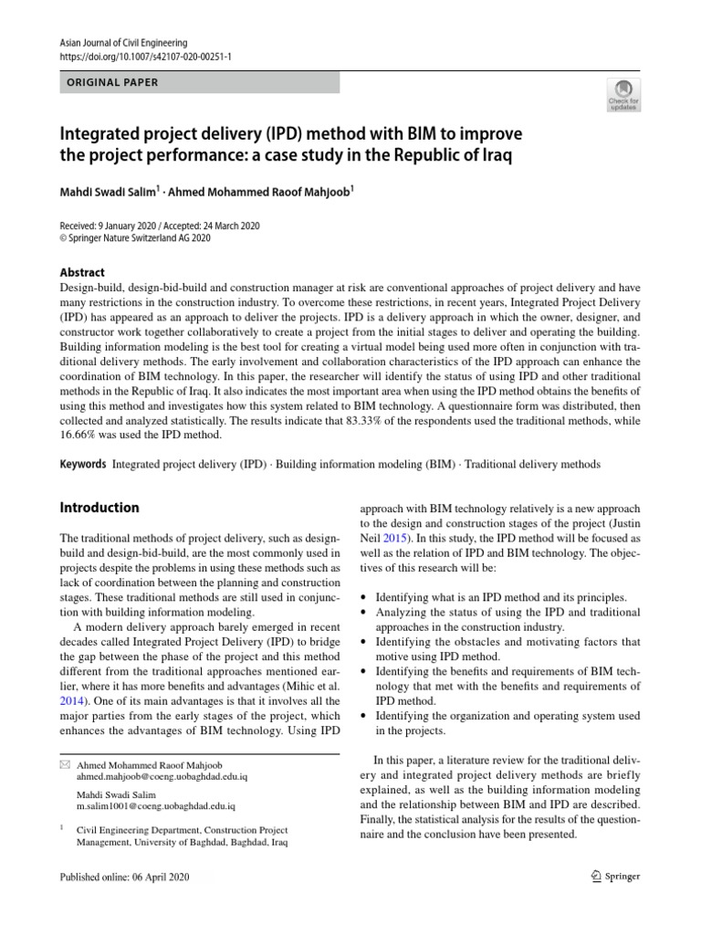 Integrated Project Delivery (IPD) Method With BIM To Improve The ...