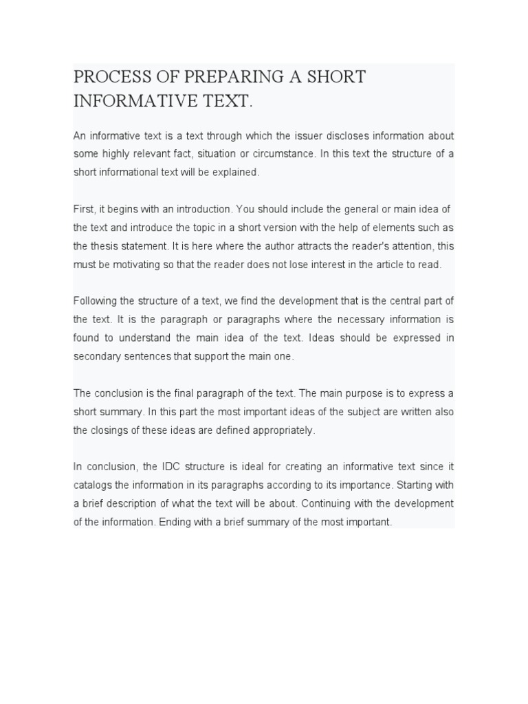 Process of Preparing A Short Informative Text | PDF