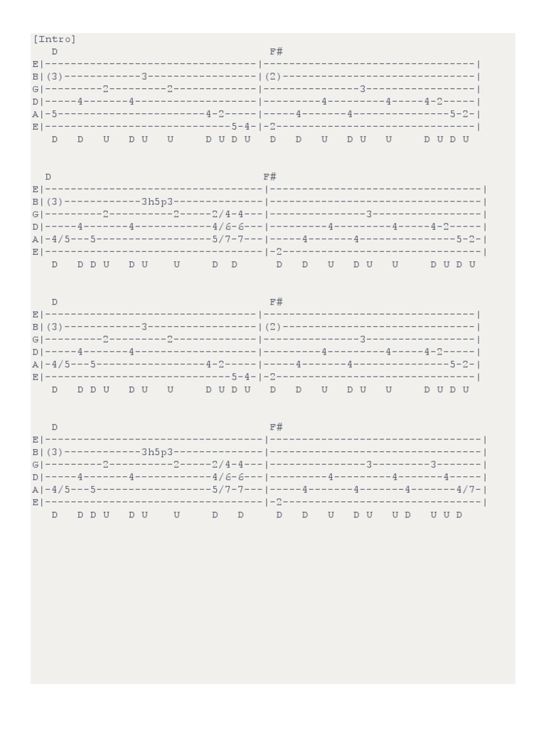 Under The Bridge Tab