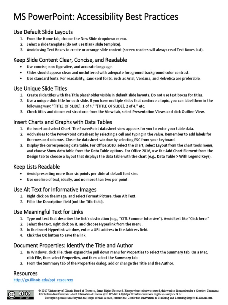 Ms Powerpoint: Accessibility Best Practices | PDF | Page Layout | Hyperlink