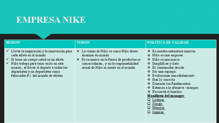 EMPRESA NIKE - Vision Politica de | PDF