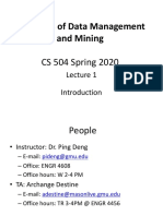 Principles of Data Management and Mining: CS 504 Spring 2020