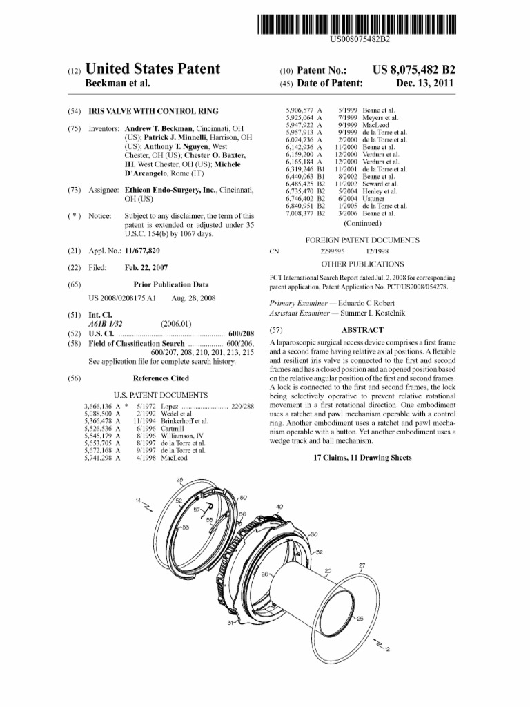 United States Patent (10) Patent No.: US 8,075,482 B2 | PDF | Surgery ...