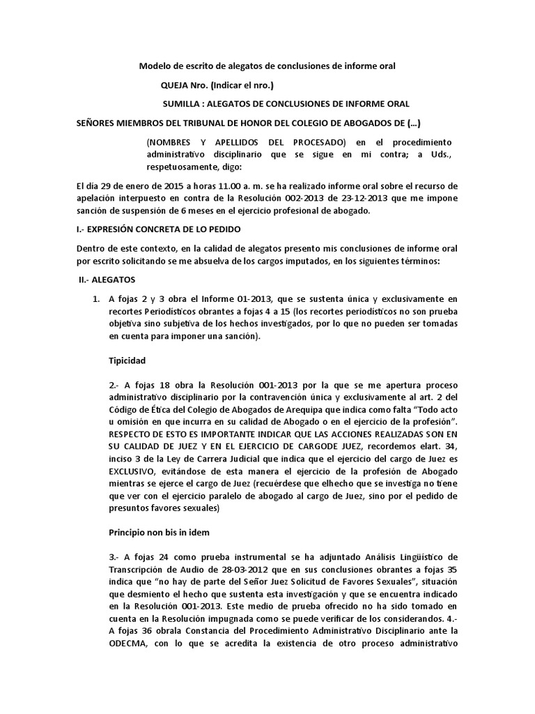 Modelo de Escrito de Alegatos | PDF | Juez | Información del gobierno