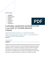 Leadership, organization and health at work, a case study of a Swedish industrial