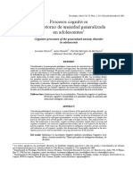 Procesos Cognitivos Del Trastorno de Ansiedad Generalizada en Adolescentes - Rausch, Rovella - Morales de Barbenza PDF