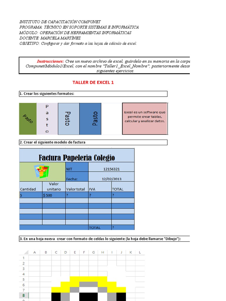 Taller de Excel: Formatos y Condicionales | PDF | Microsoft Excel ...