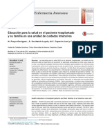 Educación para La Salud en El Paciente Trasplantado y Su Familia en Una Unidad de Cuidados Intensivos