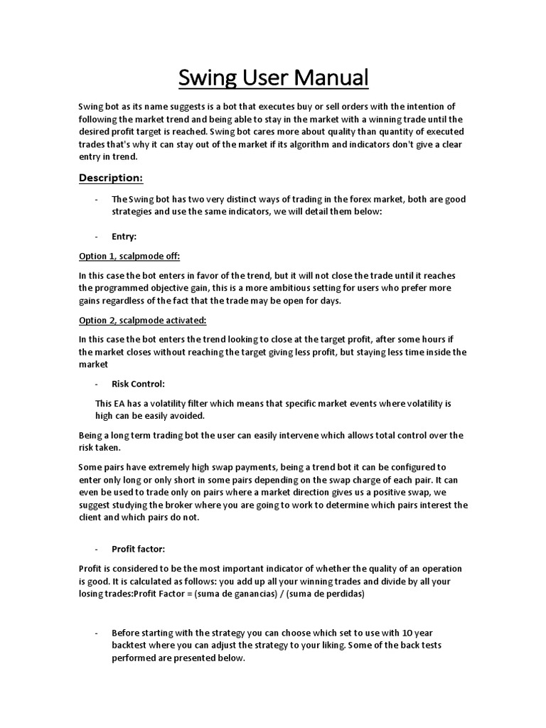 Swing User Manual Description PDF Volatility (Finance) Option