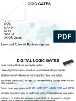 Logic Gates:: And, OR, Not, Nand, Nor, XOR, & XNOR Gates, Laws and Rules of Boolean Algebra