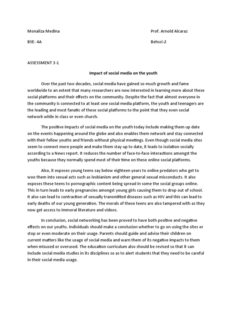 Impact of Social Media On The Youth | PDF | Social Media | Popular ...