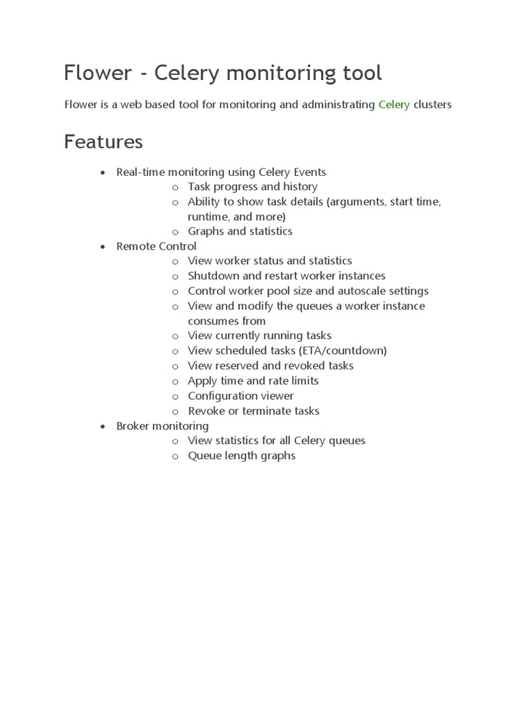 Flower Celery Monitoring Tool Features PDF