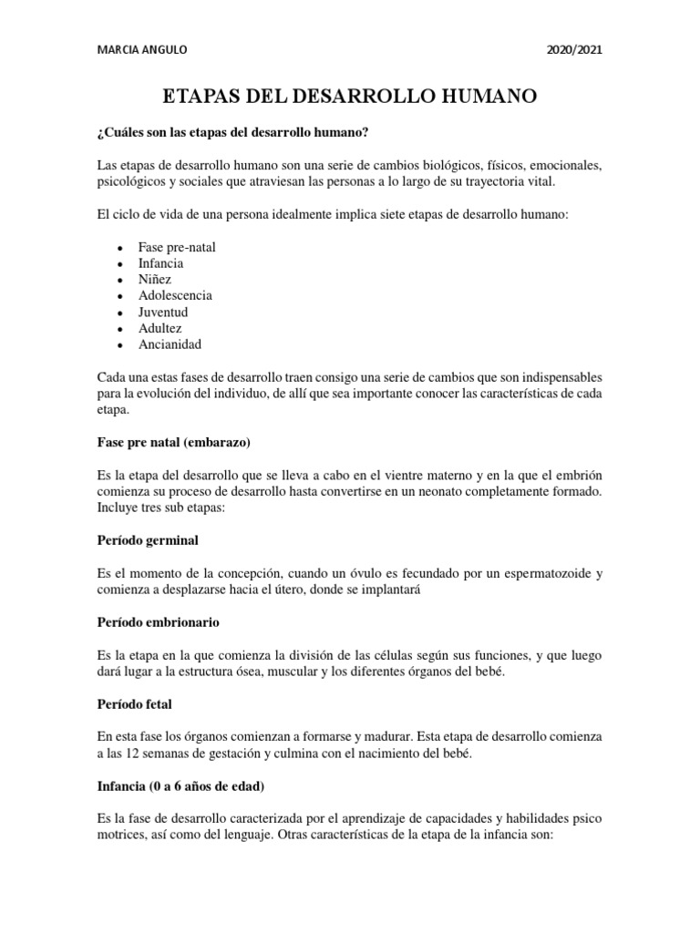 Etapas Del Desarrollo Humano | PDF | Vejez | Adultos
