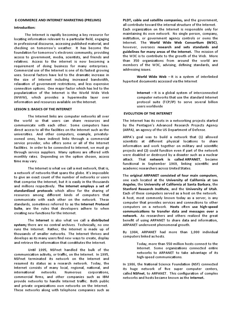 E-Commerce and Internet Overview | PDF | Internet Access | World Wide Web