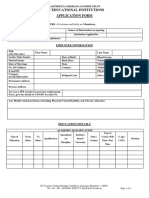 R V Educational Institutions Application Form: Employee Information