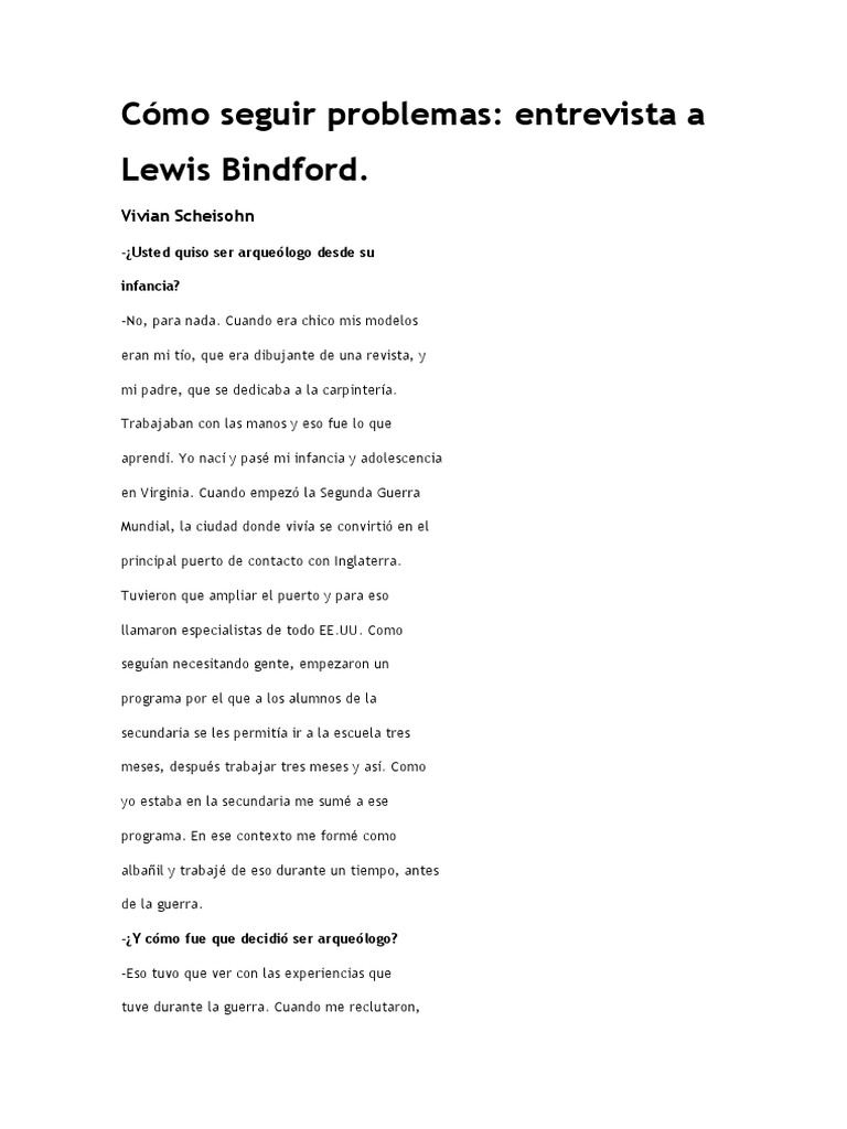 Entrevista Binford PDF Arqueología Antropología