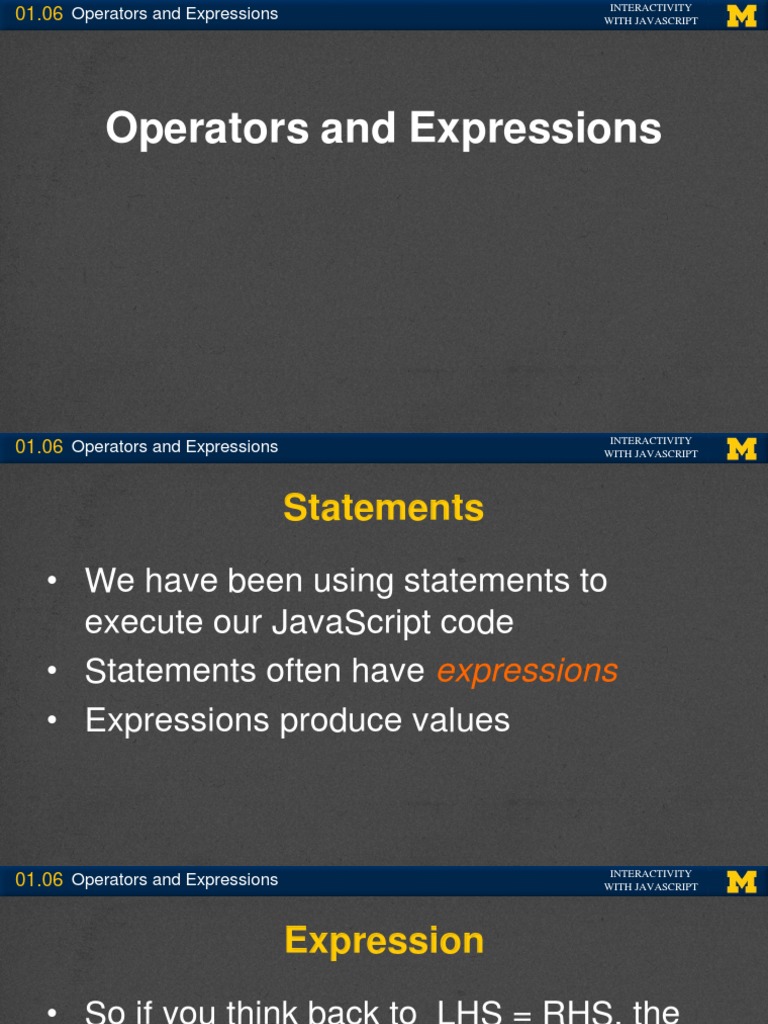 Operators and Expressions | PDF | Boolean Data Type | Java Script
