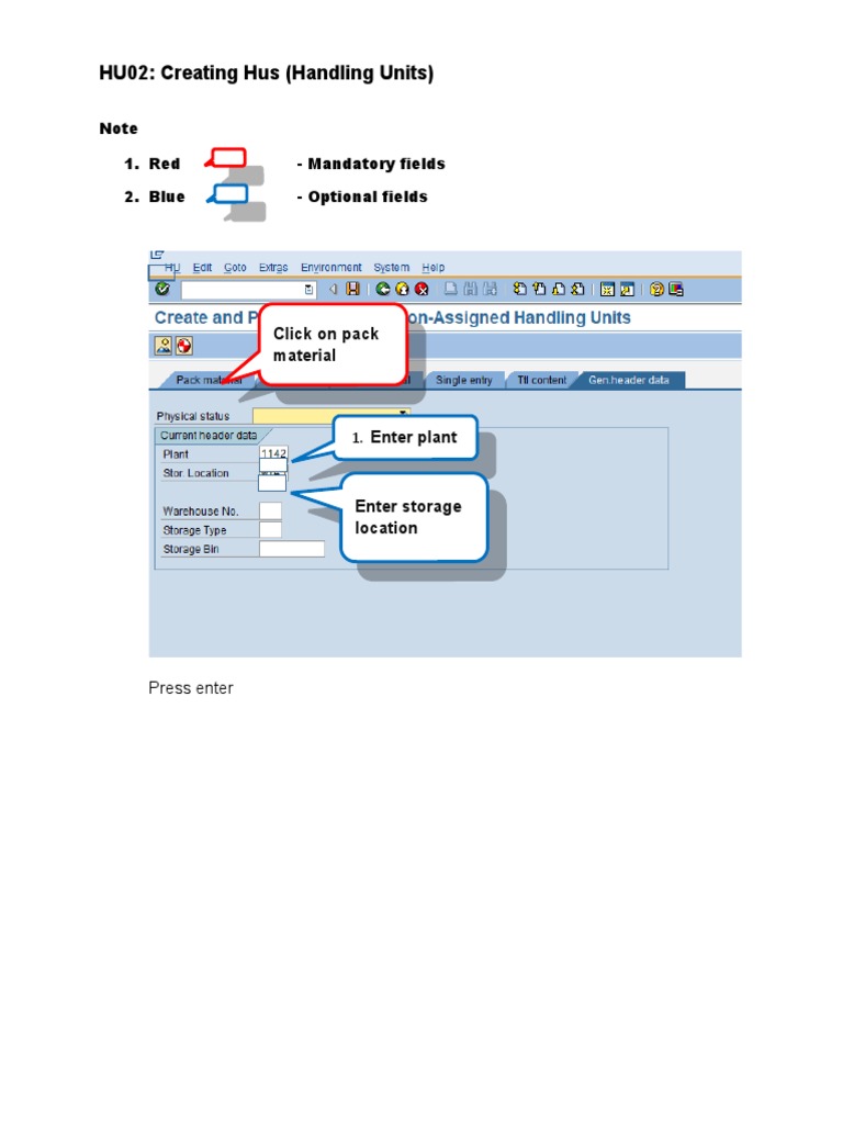 Creating Handling Units in SAP HU02 | PDF