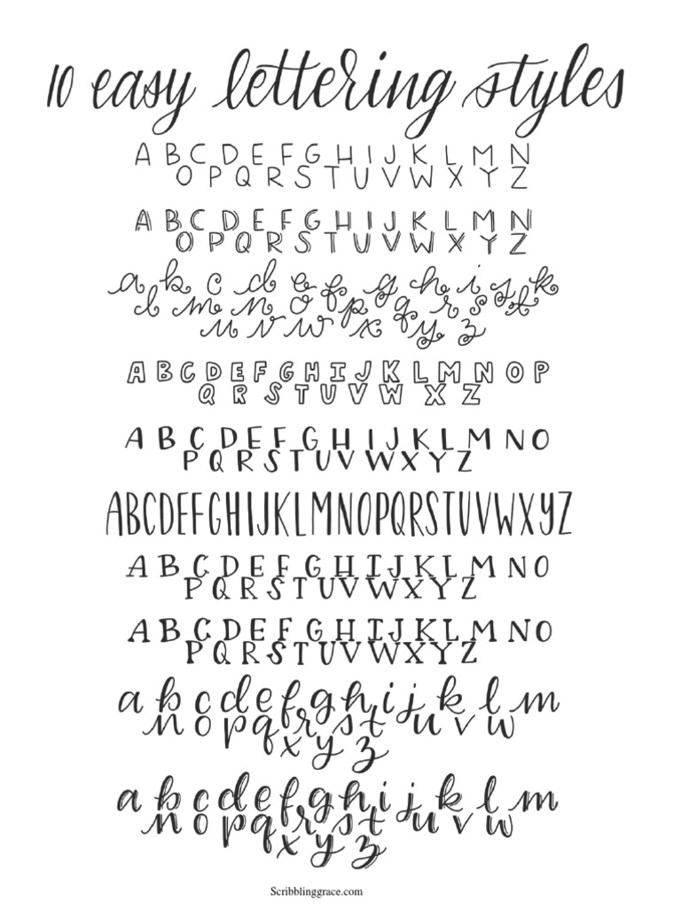 10 Lettering Styles Cheat Sheet 1 | PDF