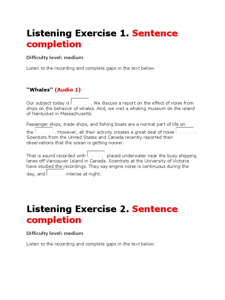 Listening Exercises for English Practice | PDF | International English ...