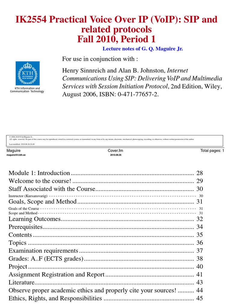 VoIP 20100826 | PDF | Session Initiation Protocol | Voice Over Ip