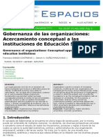 Gobernanza de Las Organizaciones: Acercamiento Conceptual A Las Instituciones de Educación Superior