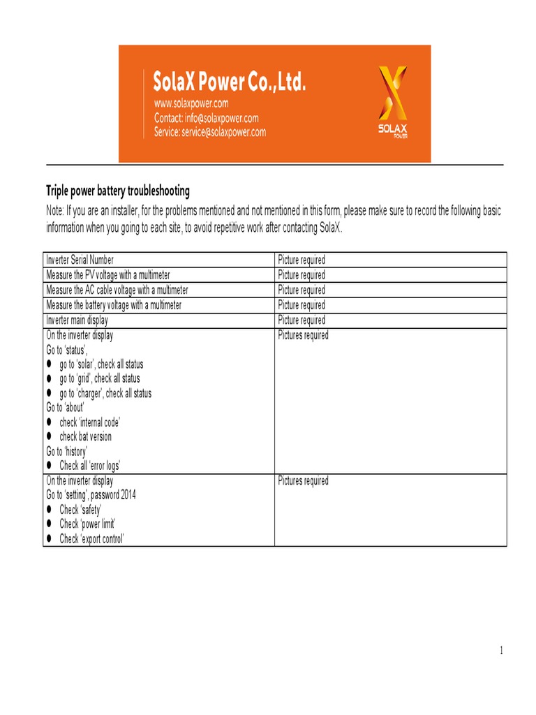 SolaX Power Troubleshooting BMS Fault PDF PDF Power Inverter