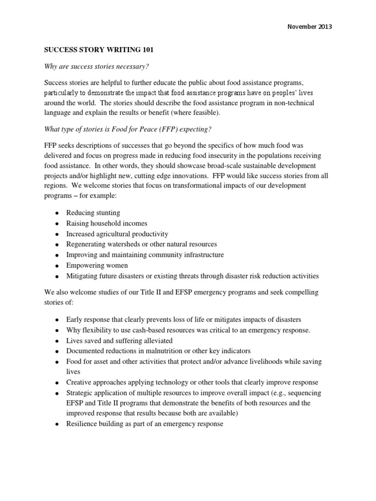 Crafting Impactful Success Stories | PDF | United States Agency For ...