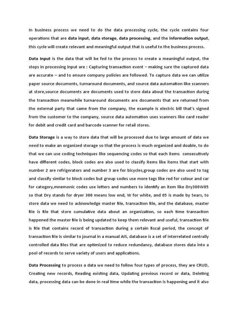 Data Processing Cycle in Business Operations | PDF | Database ...