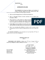 Affidavit of Loss: Republic of The Philippines) City of Cavite) S.S
