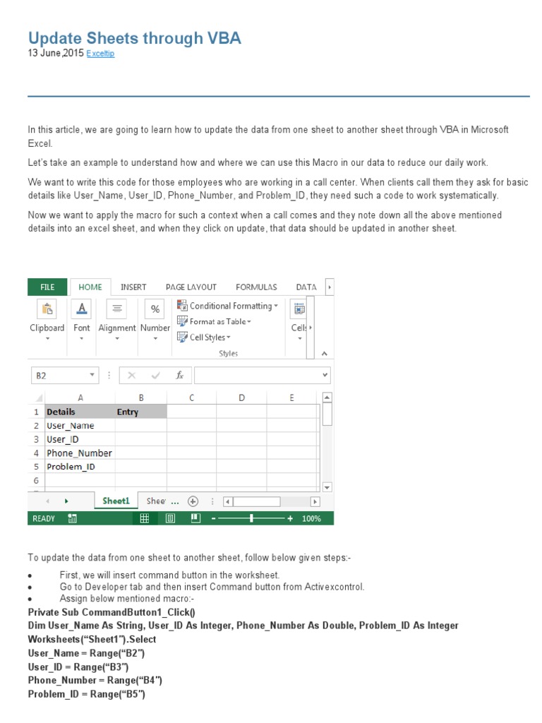 Sheets through VBA.docx | PDF