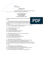 Course and Section: BSSW-FRESHMEN Learning Styles DIRECTIONS: For Each of The Following Statements, Please Assign A Number To Every