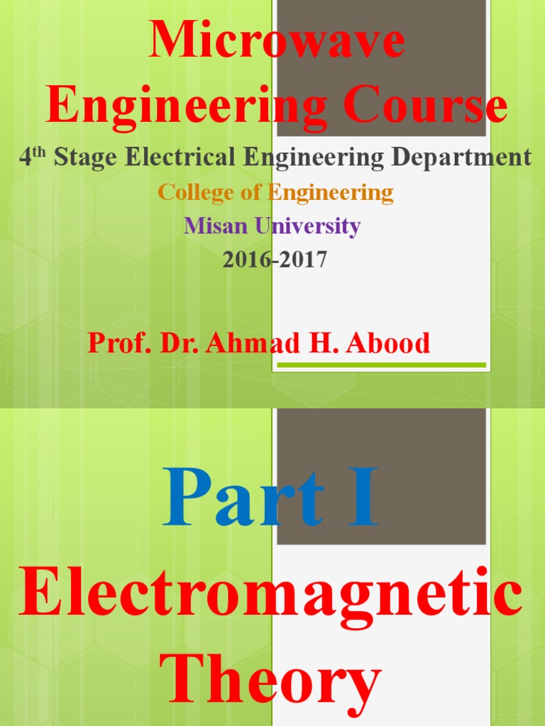 1 Microwave Engineering Course PDF Wave Equation Waves
