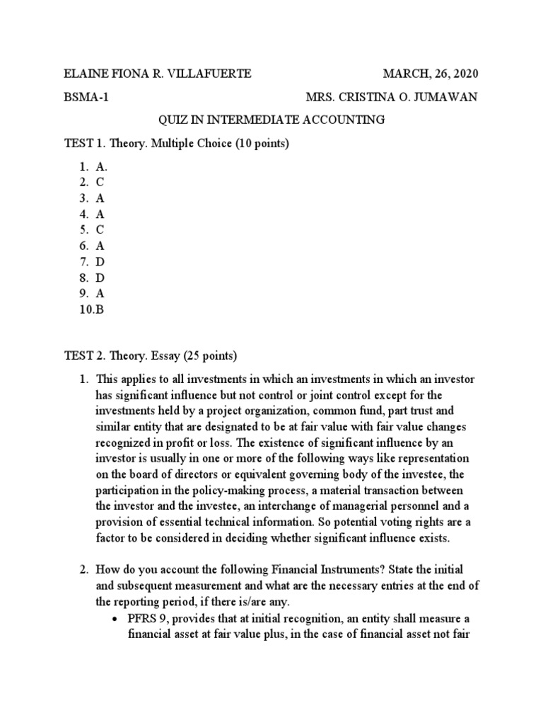 Quiz in Investment Answers PDF Fair Value Investing