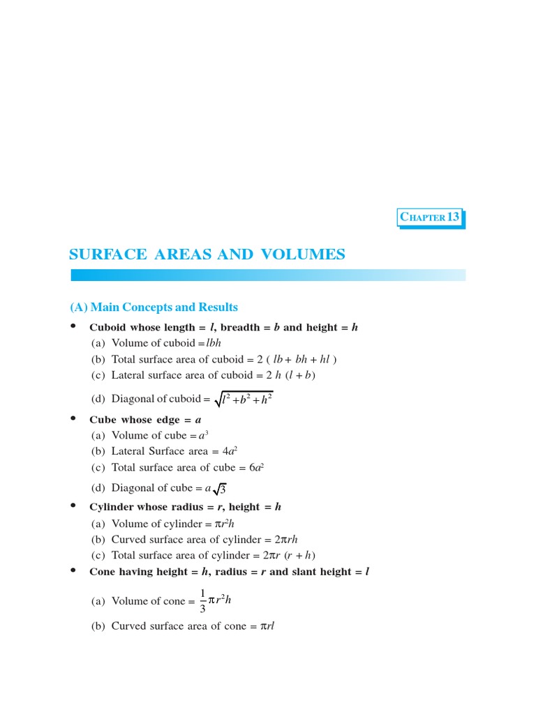 9 Maths Exemplar Chapter 13 PDF | PDF | Volume | Sphere