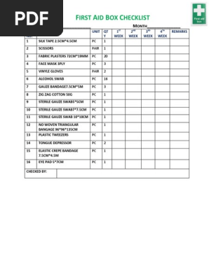 FIRST AID CHECKLIST