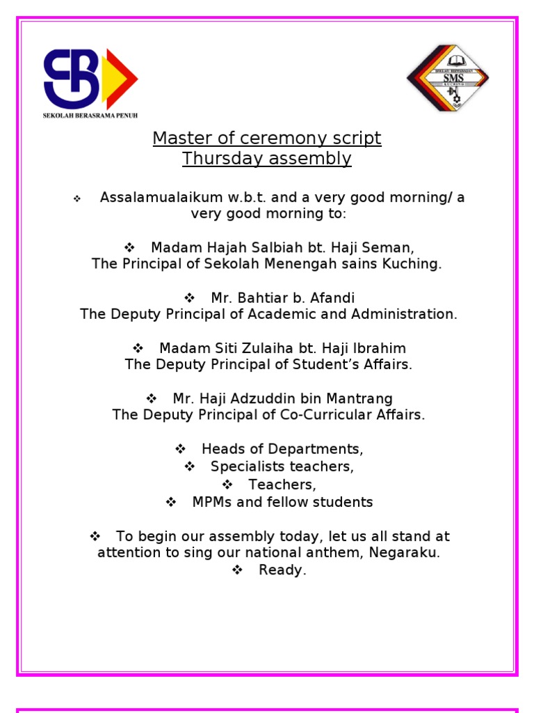 Master Of Ceremony Script