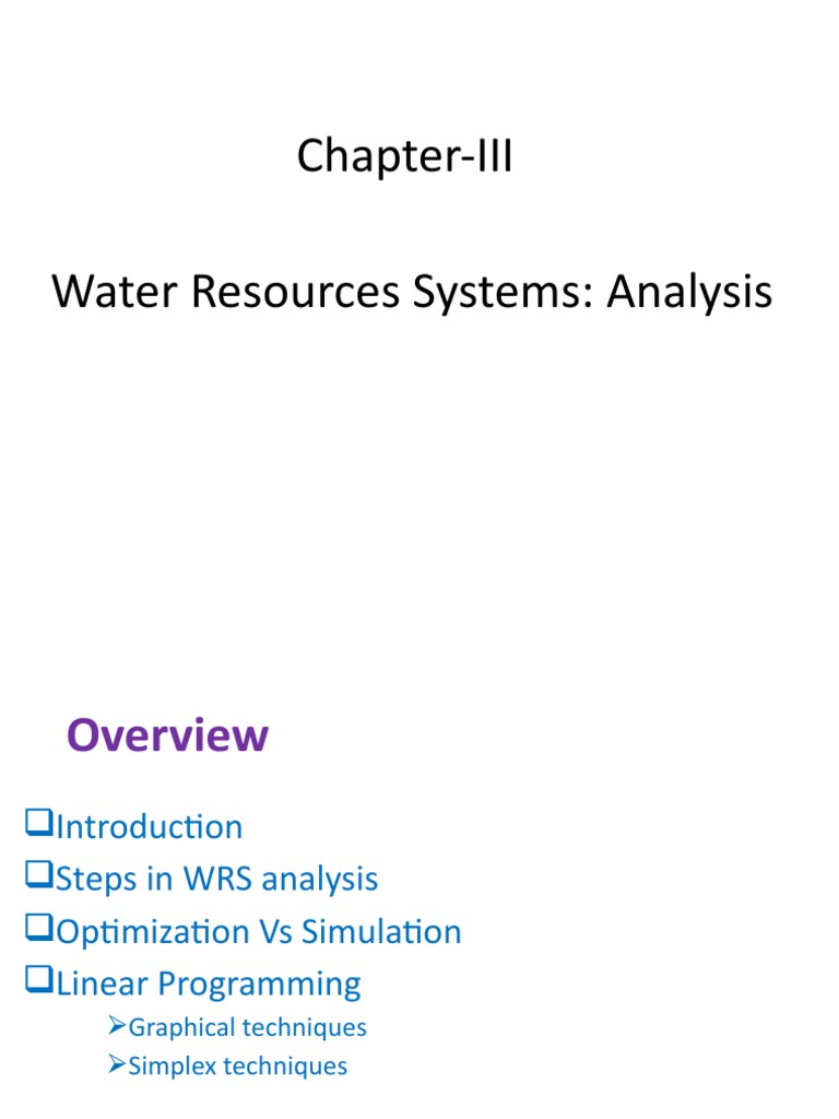 ChapterIII Water Resources Systems Analysis PDF Mathematical