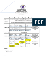 Weekly Home Learning Plan Schedule