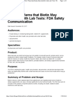 The FDA Warns That Biotin May Interfere With Lab Tests FDA Safety Communication