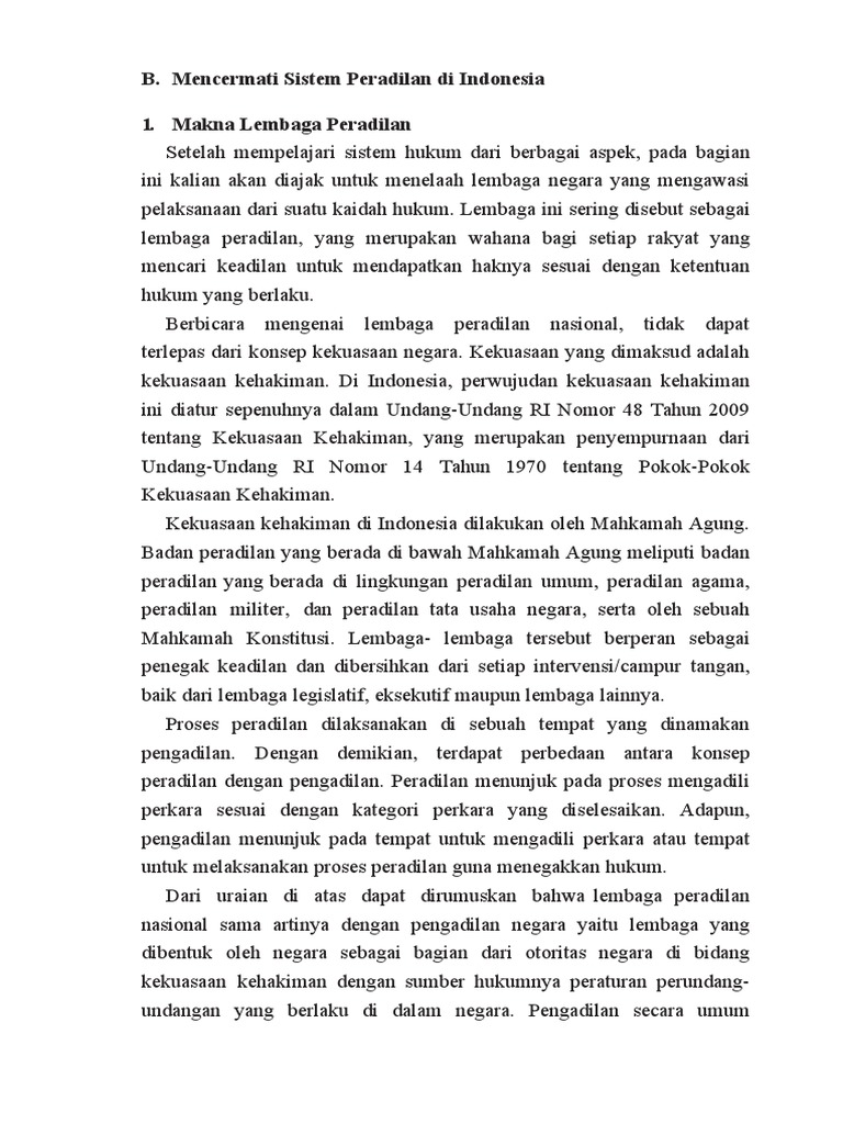 B Mencermati Sistem Peradilan Di Indonesia Docx
