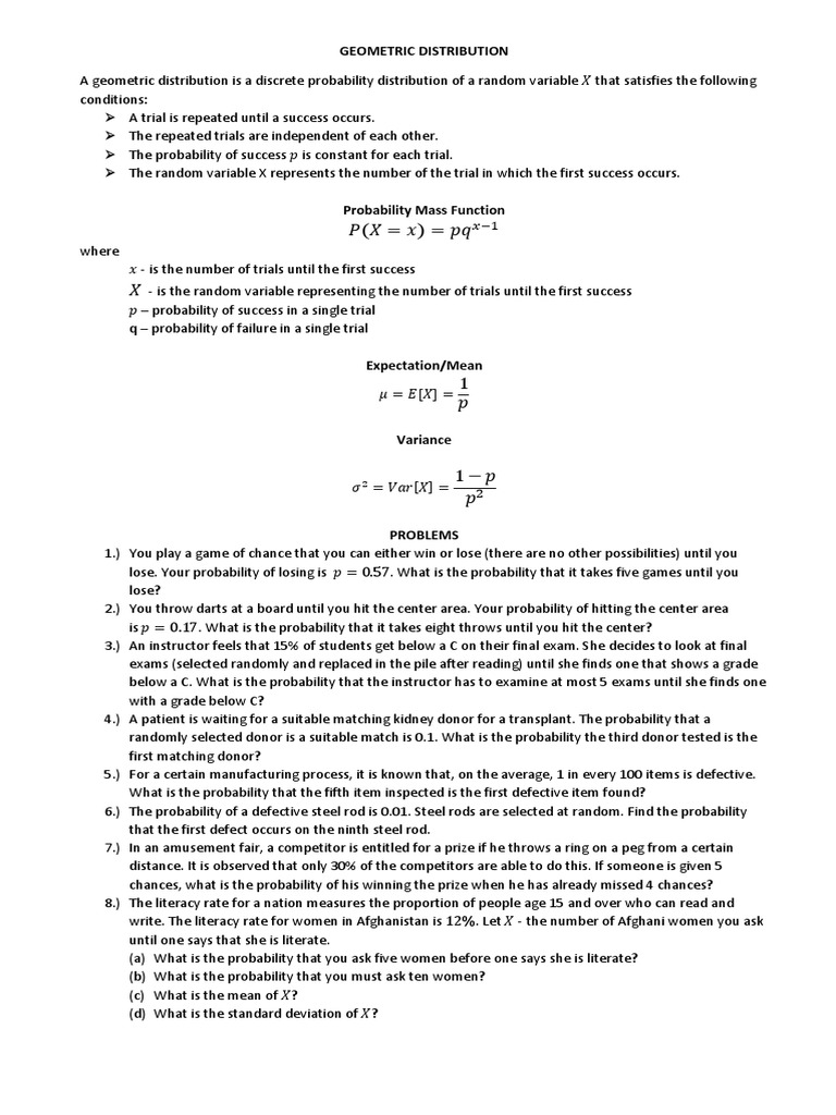 Geometric Distribution: Concepts and Problems | PDF | Measure Theory ...