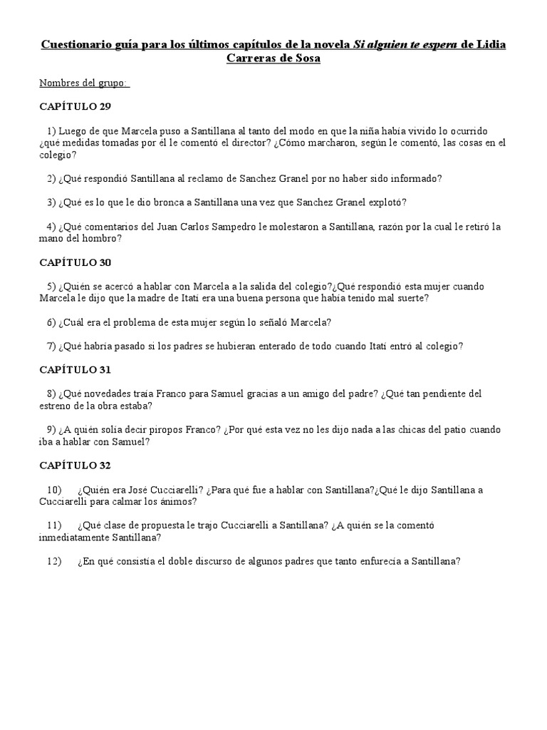 Preguntas Sobre Si Alguien Te Espera Opción 1 PDF