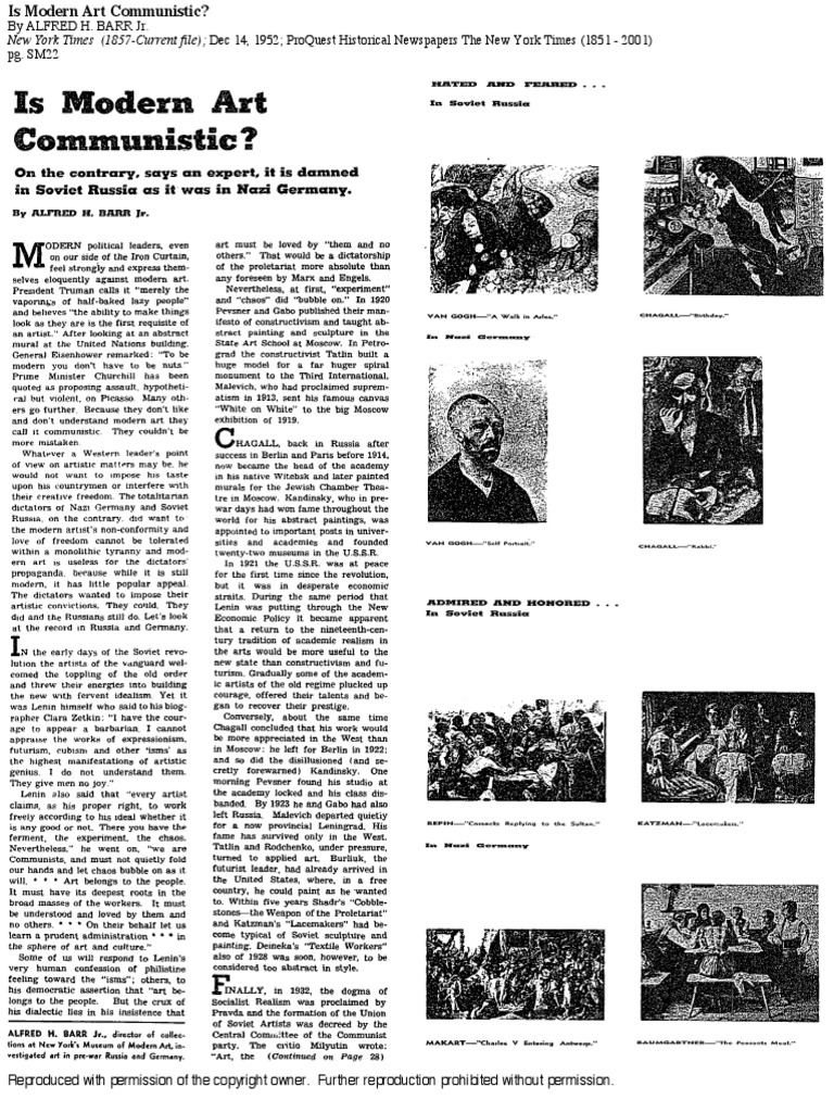 Is Modern Art Communistic? by ALFRED H. BARR Jr. | PDF