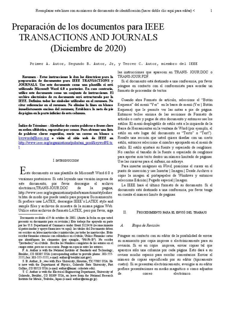 Formato Presentacion Documentos Normas Ieee | PDF | Microsoft Word ... 