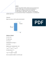 Destilación 10% alcohol: cálculo flujo fondo torre 90% H2O 4.44% Et