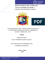 Baja Producción y Productividad Del Cultivo de Quinua en La Región PDF