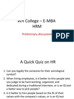 WH College - E-MBA HRM: Preliminary Discussion