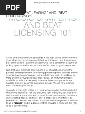 Music Sampling and Beat Licensing 101 - United States