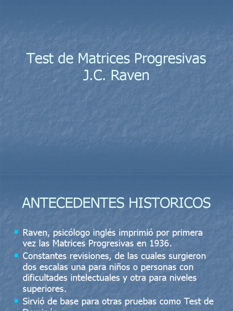 Raven | PDF | Cognición | Sicología